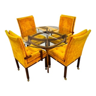 Unmarked Four Dillingham Orange Dining Chairs With Casters For Sale