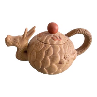 Rare Vintage Chinese Yixing Clay Dragon Teapot For Sale