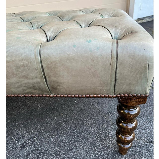 George Smith George Smith Tufted Leather Ottoman Bench For Sale - Image 4 of 7