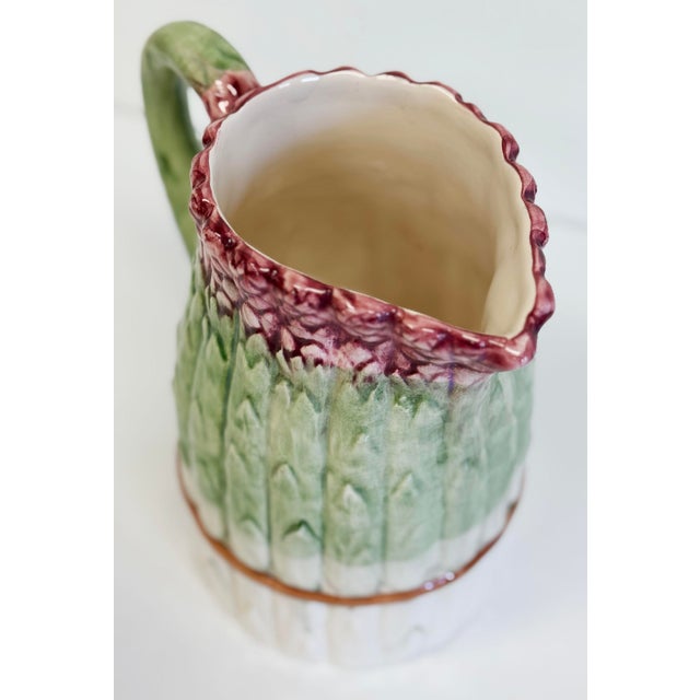 Ceramic Vintage Ceramic Majolica Style Asparagus Motif Pitcher For Sale - Image 7 of 7