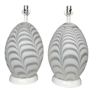 1970s White Murano Table Lamps - a Pair