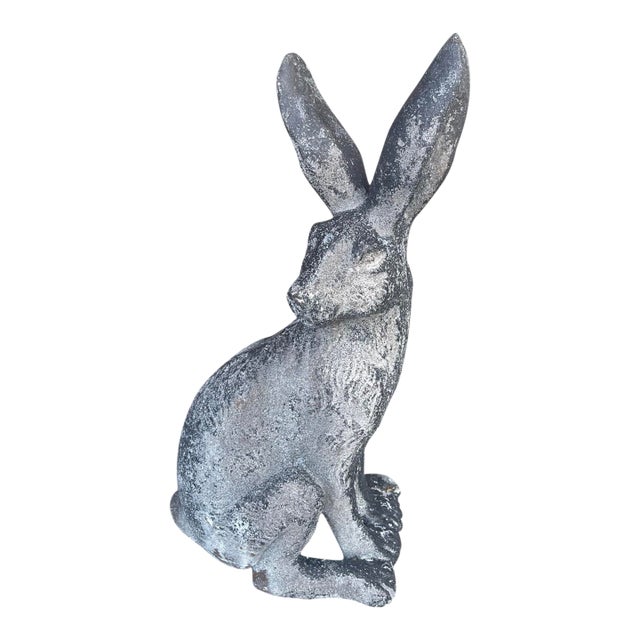 Vintage Weathered Cast Iron Sitting Hare For Sale