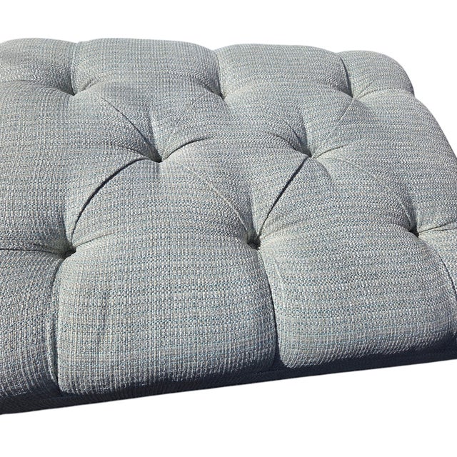 1990s Ethan Allen Anton Chesterfield Style Ottoman Bench Hobb Nail Foot Stool For Sale - Image 15 of 15