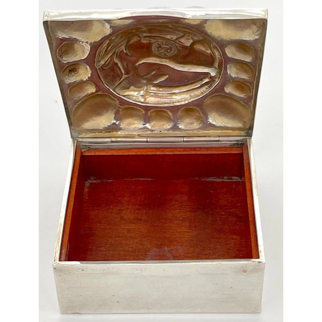 Art Deco Fine French Sterling Art Deco Ram Motif Square Table Box, Circa 1925 For Sale - Image 3 of 12