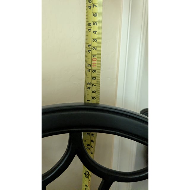 Wood Mid 20th Century Italian / Regency Black Wood Fabric Wheelback Dining Chair For Sale - Image 7 of 9