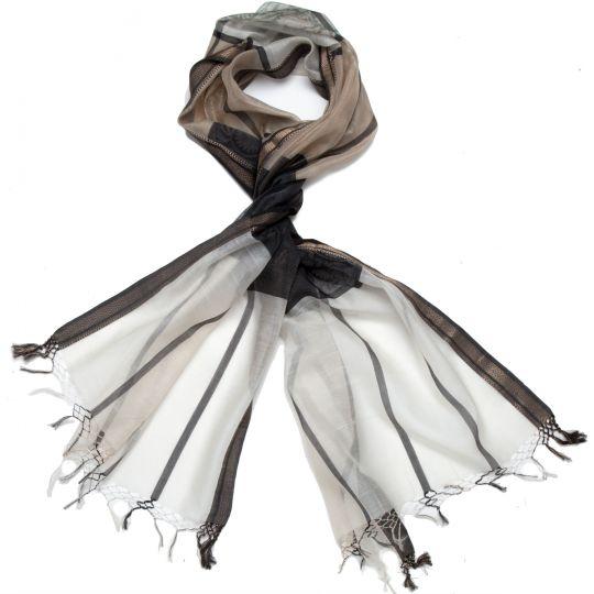 Aurora Black/Bisque Patterned Scarf For Sale - Image 4 of 4