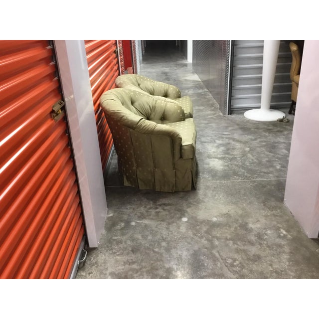 Textile Vintage Ethan Allen Swivel Chairs - a Pair For Sale - Image 7 of 13