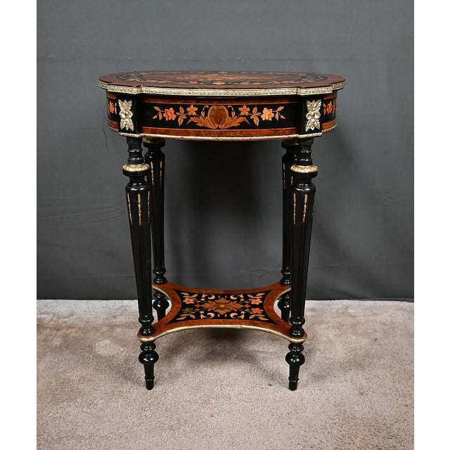 Antique Napoleon III Marquetry Side Table, 1800s For Sale - Image 14 of 18