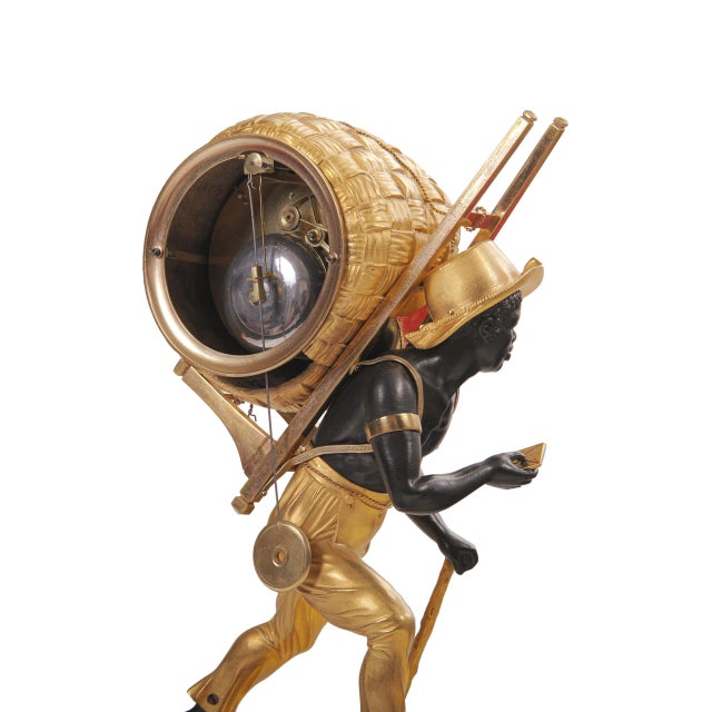 Empire French Bronze Portefaix Clock from Jean-André Reiche, 1808 For Sale - Image 6 of 8