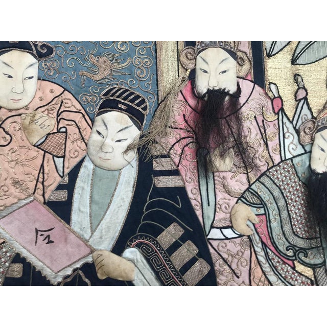1920s Antique Chinese Pictural Embroidery with Silk and Metal, 1920s For Sale - Image 5 of 17
