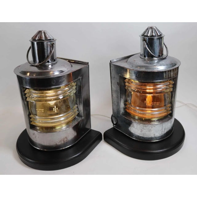 Traditional Polished Steel Ships Port and Starboard Lanterns For Sale - Image 3 of 10