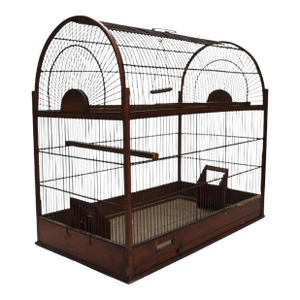 Antique English Wire & Wood Finch Bird Cage 19thC