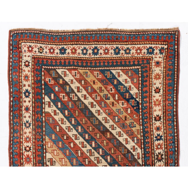 Antique Circa 1880 Red Caucasian Kazak Hand Knotted Rug 4ft 8in X 7ft 5in For Sale - Image 4 of 9