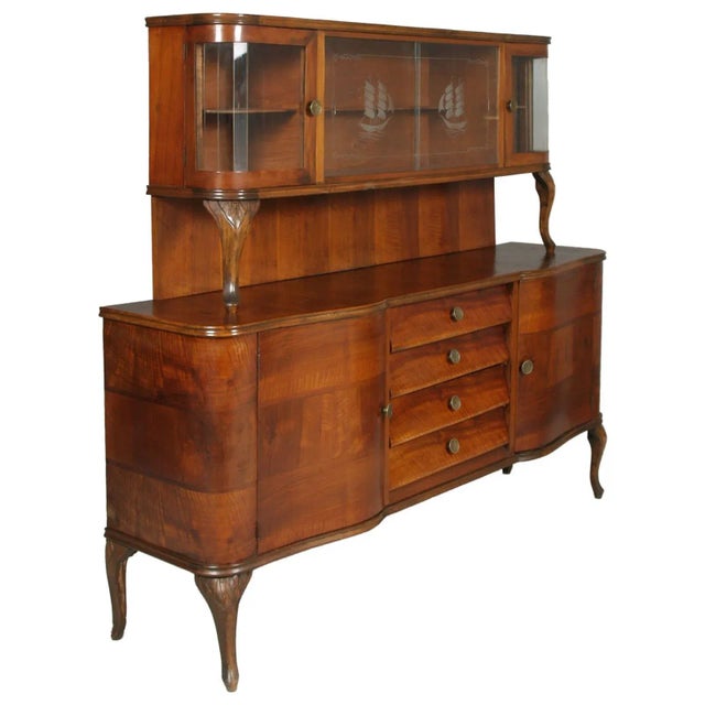 Carved Walnut and Burl Walnut Chippendale Sideboard from Testolini E Salviati, 1920s For Sale - Image 14 of 14