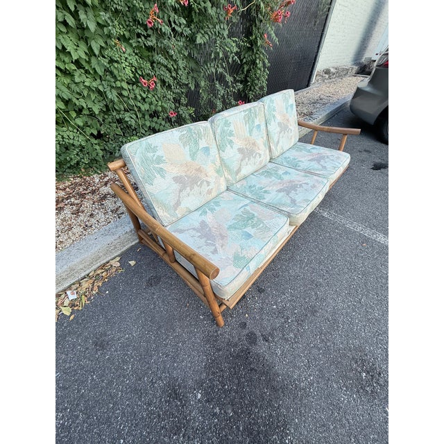 Vintage Ficks Reed Style Mid-Century Rattan Bamboo Sofa For Sale - Image 11 of 12