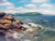 Presque Isle (Day 113), June 7, 2024 by Primary Hughes | Oil on gessobord Seascape with rocky shore and waves For Sale