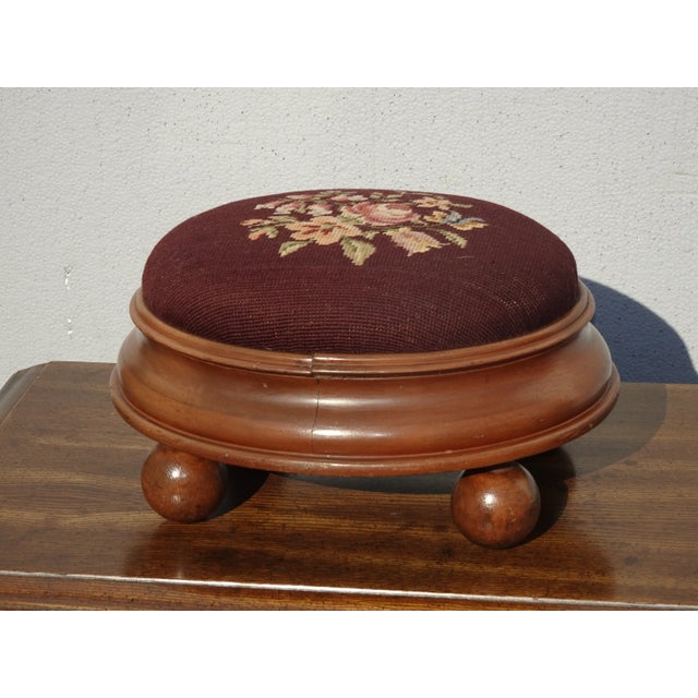 Gorgeous Footstool in Great Vintage Condition. Solid and Firm. Wear is usual for its age. Please see photos. This is a...