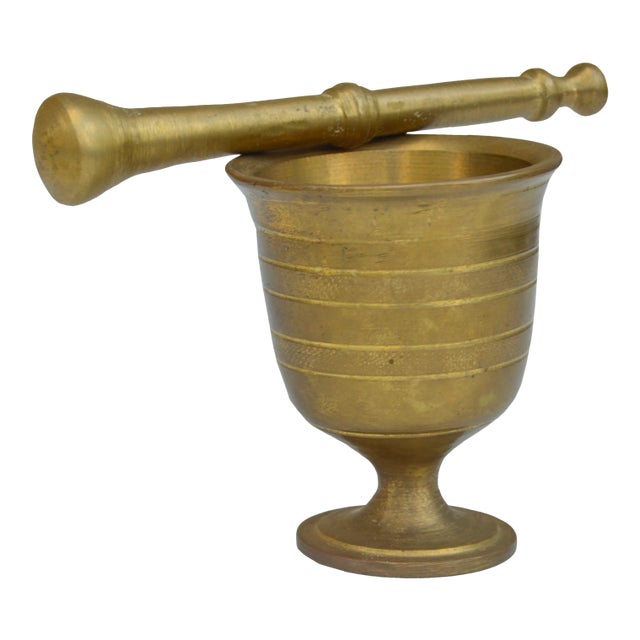 Vintage Brass Mortar & Pestle For Sale