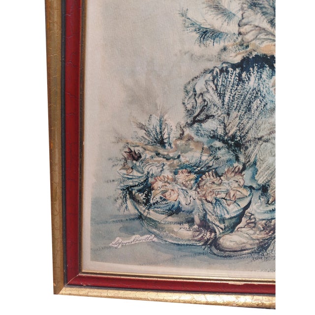Mid 20th Century Mid 20th Century Seymour Rosenthal “Chicken Plucker” Framed Color Lithograph, Judaica Folk Art For Sale - Image 5 of 6