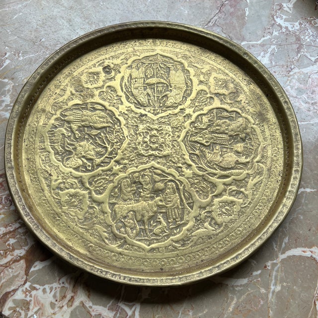 1970s Pastoral Scenes Brass Tray For Sale - Image 9 of 9