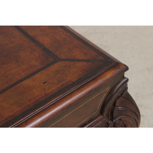 Pair Chippendale Tooled Leather Mahogany Lamp Tables For Sale - Image 9 of 14