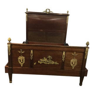 Antique Queen Bed Complete With Headboard & Footboard For Sale