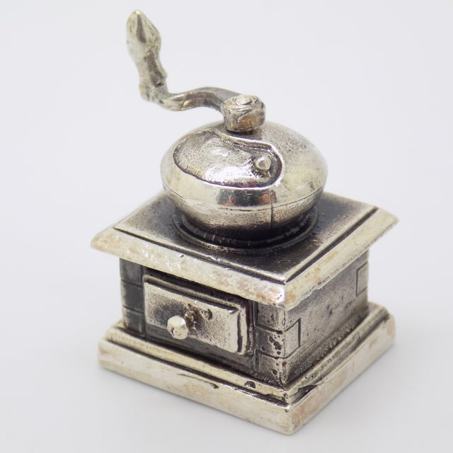 Metal Vintage Italian Handmade Genuine Silver Raspini Branded Grinder Dollhouse Miniature For Sale - Image 7 of 10