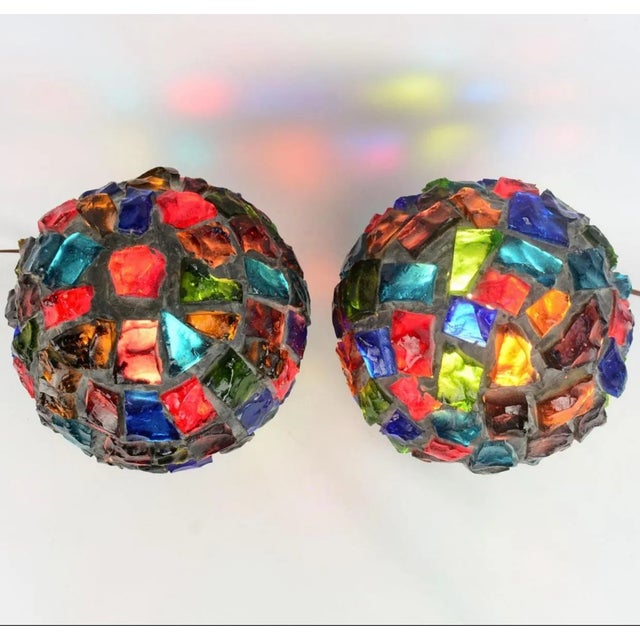 Peter Marsh for Nader Multicolor Chunk Glass Globe Lights - A pair For Sale In Chicago - Image 6 of 11