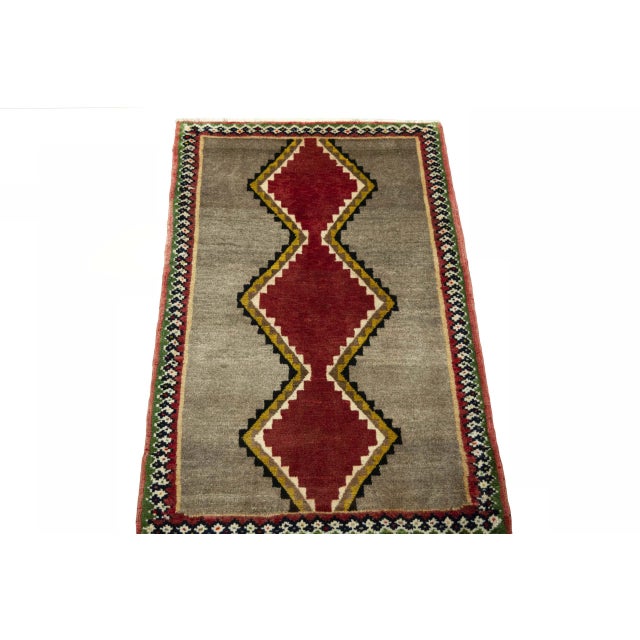 Hand-Knotted Gabbeh Rug with Geometric Pattern For Sale - Image 4 of 11
