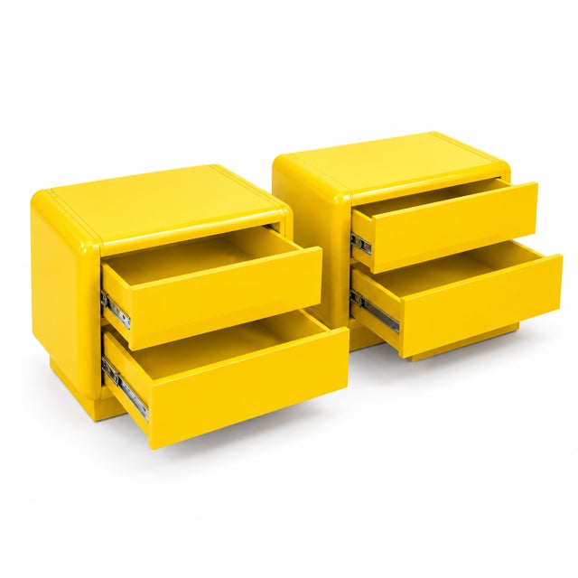 Post Modern Nightstands. Canary Yellow - Pair For Sale - Image 4 of 4
