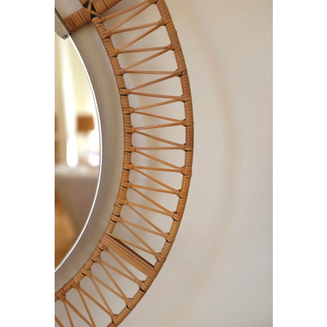 Mid-Century Modern 1950s Danish Mid-Century Rattan Mirror For Sale - Image 3 of 7