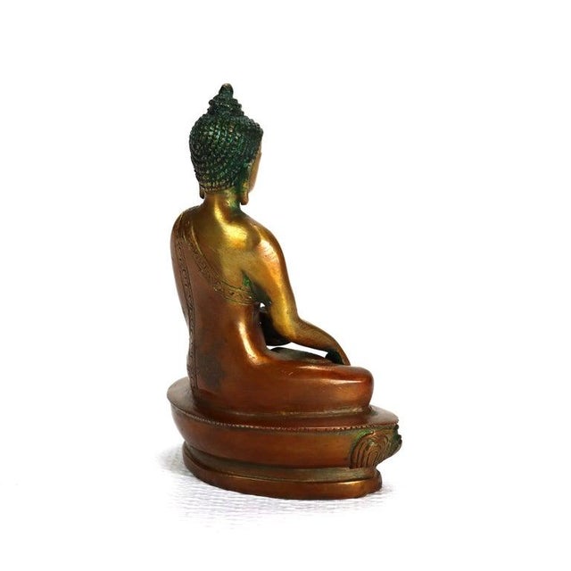 Antique Bronze Buddha Figure C1920 For Sale - Image 6 of 9