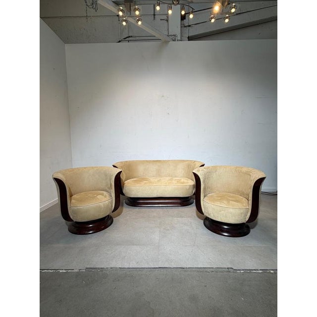 Art Deco Tulip 2-Seater Sofa and Club Chairs from Hotel Le Malandre, Set of 3 For Sale - Image 9 of 11