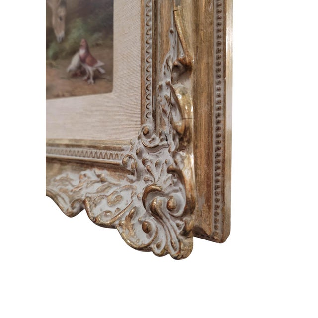 Edgar Hunt Oil Painting – Two Donkeys and Pigeons in Farmyard, 1929, Framed For Sale In West Palm - Image 6 of 7