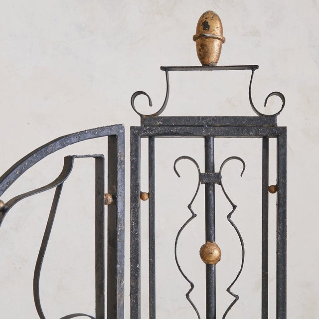 Wood Pair of French Art Deco Wrought Iron Screens or Room Dividers For Sale - Image 7 of 9