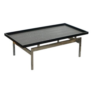 Art Deco Black Top and Stainless Steel Coffee Table from Casa Padrino For Sale