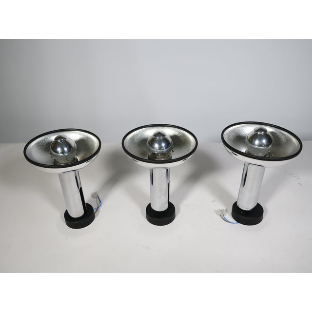 Space Age Chrome Wall Lamps by Staff, 1970s, Set of 3 For Sale - Image 4 of 7