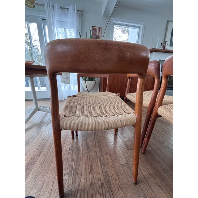 Wood Set of Four Niels Otto Møller Model 75 Dining Chairs in Teak Jl Møllers Møbelfabrik, Denmark, Circa 1960s For Sale - Image 7 of 13