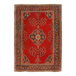 Red Color Fine Hand Knotted Persian Vintage Kurd Rug For Sale