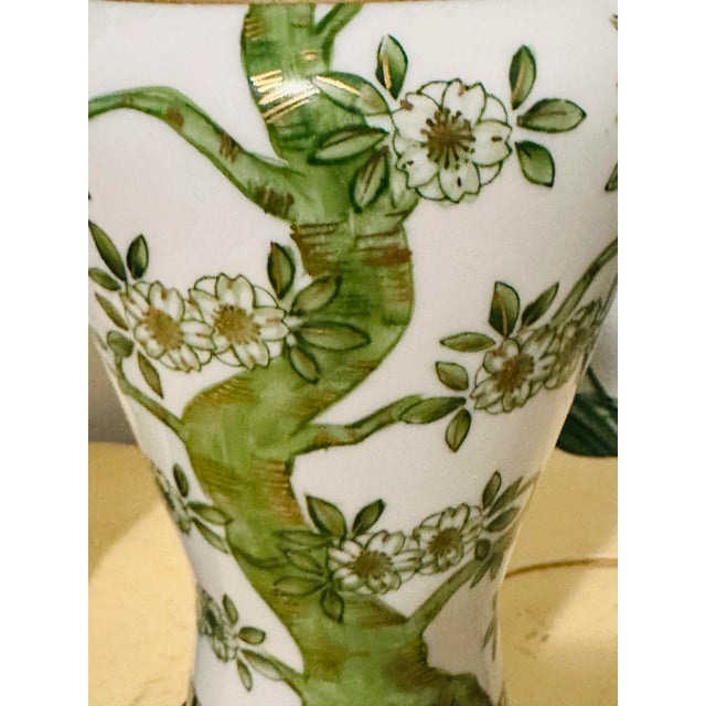 Wood Vintage Chinese Chinoiserie Porcelain Green Lamps - A Pair For Sale - Image 7 of 9