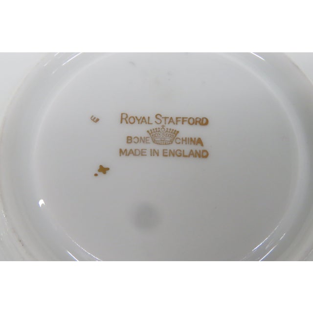 Ceramic Royal Stafford Red Floral Garland Bone China Floral Tea Cup and Saucer Set 4651b For Sale - Image 7 of 18