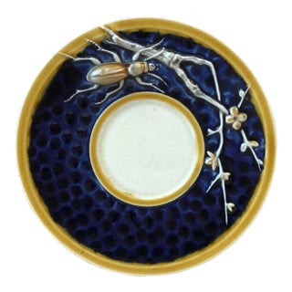 Majolica Pin Tray With Insect & Branches Choisy Le Roi Circa 1890 For Sale