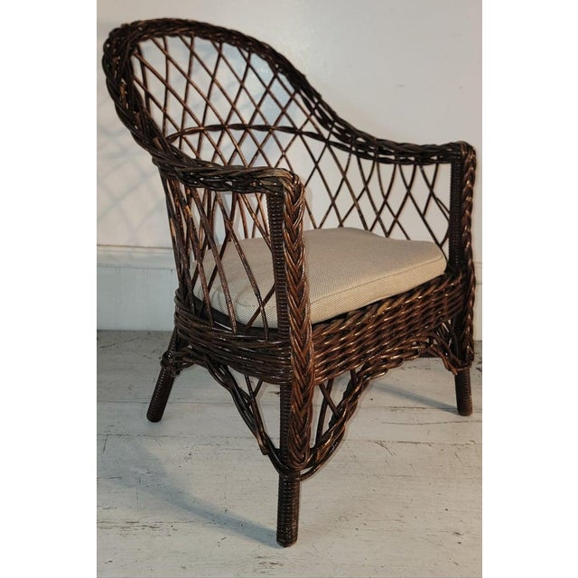 1940s Heywood Wakerfield Wicker Set of Four Childrens Chairs and Table Set, 4 Pieces For Sale - Image 13 of 15