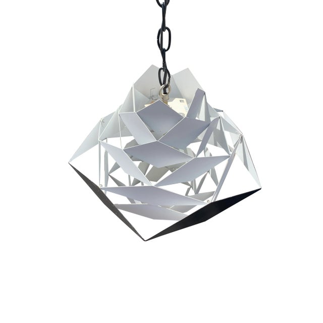 Preben Dahl 1960s Danish Preben Dahl Symfoni Scandinavian Geometry, Enameled Steel Hanging Lamp For Sale - Image 4 of 8