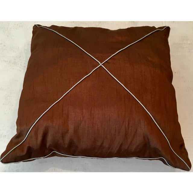 Brown & Sage Green Accent Pillows - A Pair For Sale - Image 4 of 6