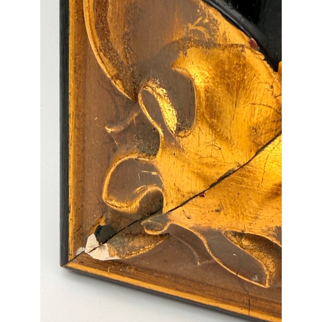 Art Deco Pair of Erté Limited Edition Bronze Medallions in Gold & Black Gilt Frames For Sale - Image 11 of 12