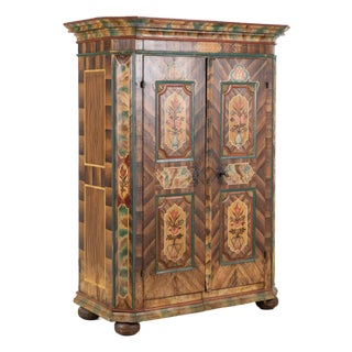 1803 Hungarian Original Hand-Painted Pine Two-Door Armoire For Sale
