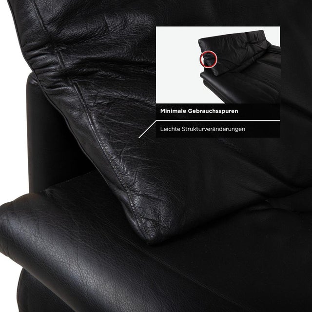 Alanda Leather Two-Seater Black Sofa Manual Function by Paolo Piva for B&B Italia C&B Italia For Sale - Image 10 of 15