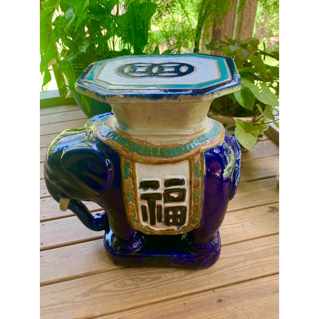 Antique Chinoiserie Elephant Garden Stool Side Table For Sale - Image 4 of 6