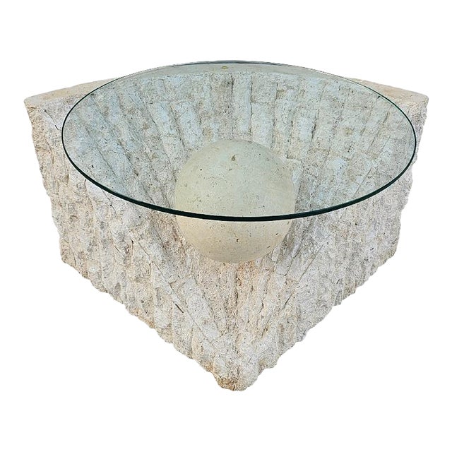 Mid Century Tessellated Stone & Glass Coffee Table For Sale